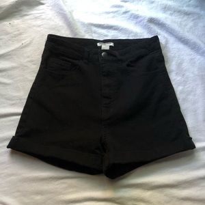 H&M High Rise Black denim shorts